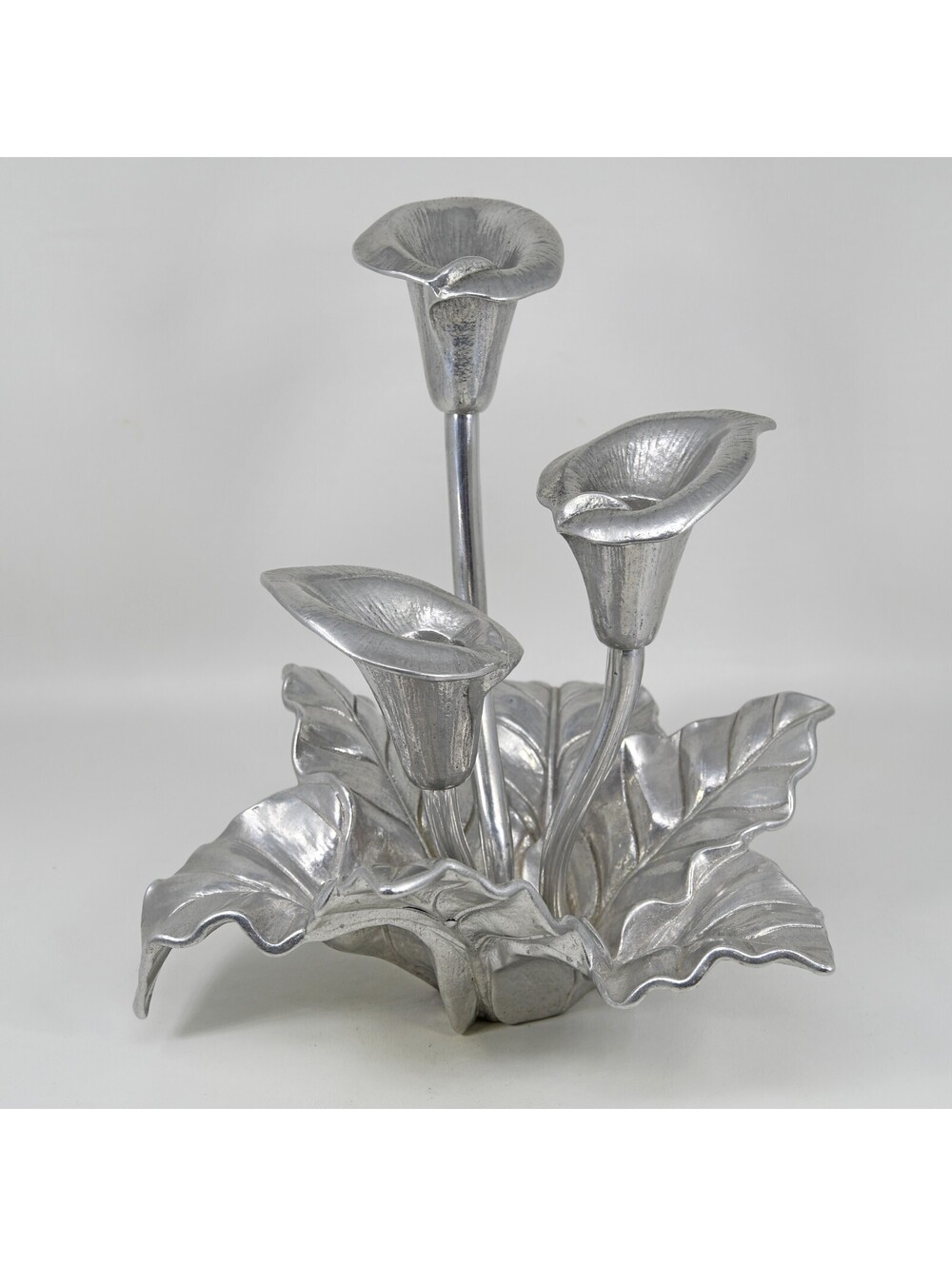 Arthur Court Calla Lily Cast Aluminum 3 Candle Holder Epergne Centerpiece VTG